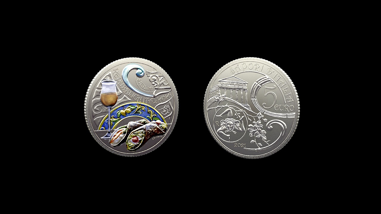 Numismatica, il cannolo siciliano nelle monete da 5 euro