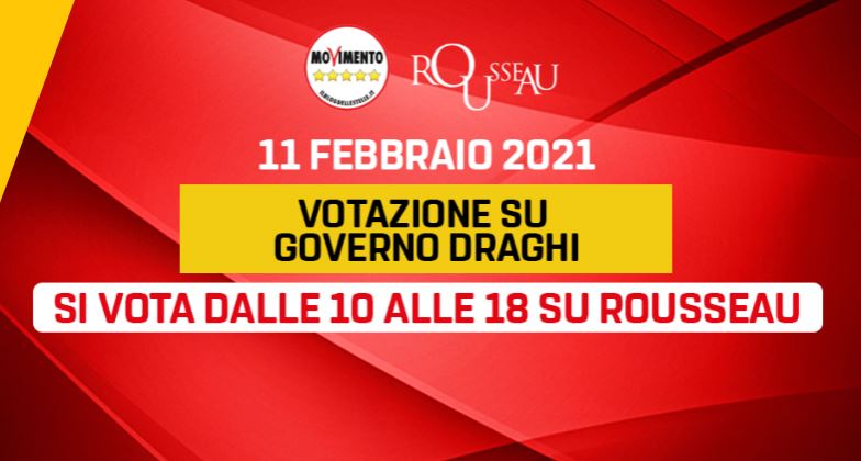 M5S, domani il voto sul sostegno al Governo Draghi