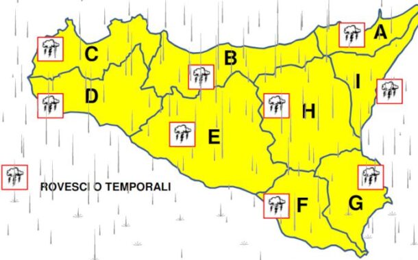 Meteo, allerta gialla in tutta la Sicilia per le prossime 24 ore