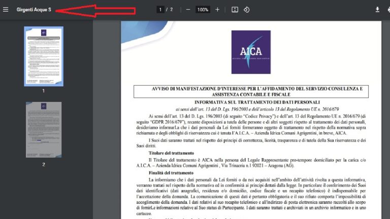 aica bando errore 6