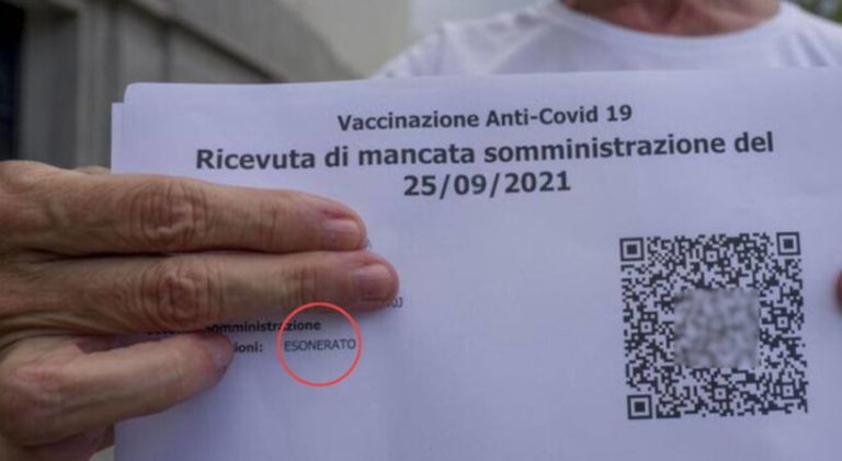 esonero vaccinazione covid