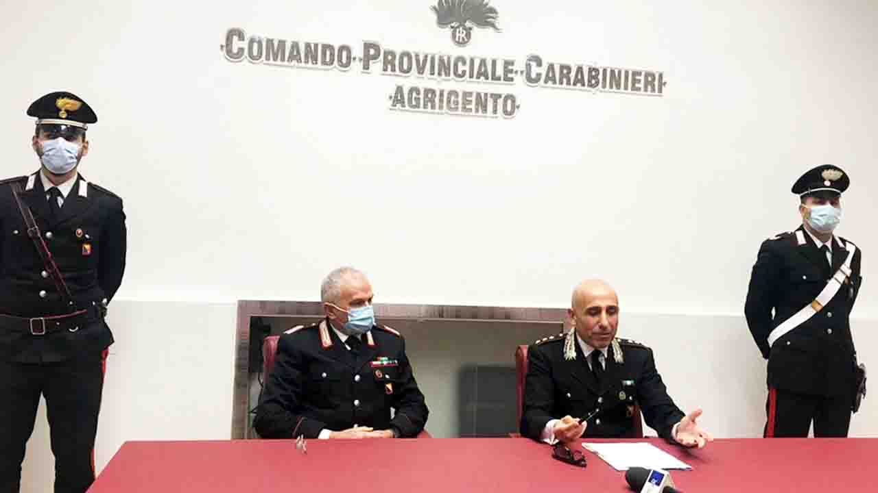 Comando provinciale carabinieri Agrigento conferenza stampa 26 nov 2021