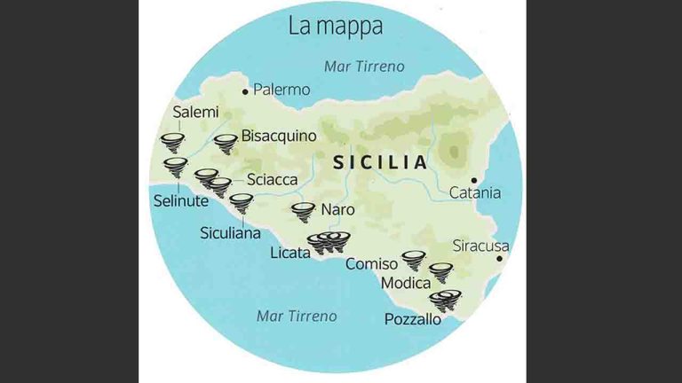 MAPPA TROMBE D'ARIA SICILIA