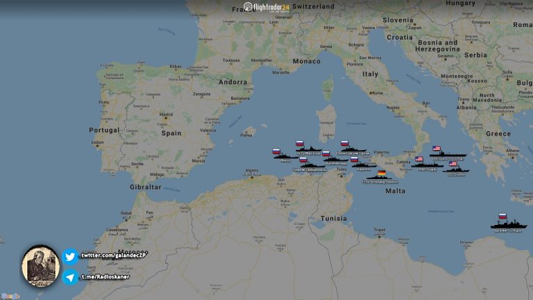 mappa mediterraneo navi russe 2022