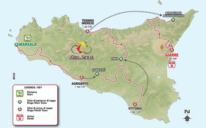 Giro di Sicilia 2023, prima tappa Marsala-Agrigento attraversando area Belice e la SS115