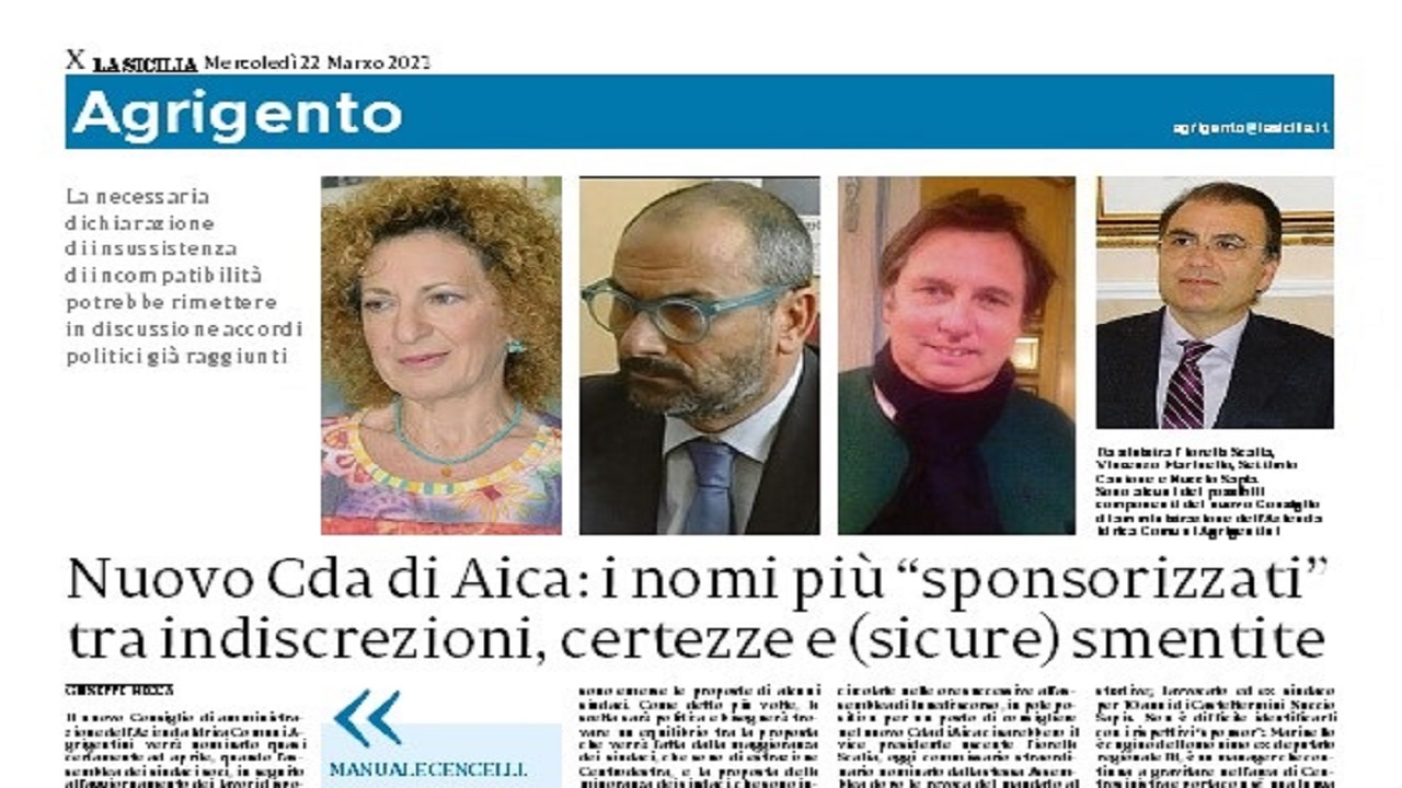 Cda Aica, in pole position Scalia, Marinello, Cantone e Sapia