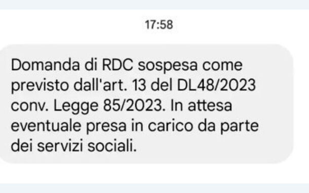 Lo scarno messaggio Inps a chi da agosto non avrà più Reddito di Cittadinanza: 