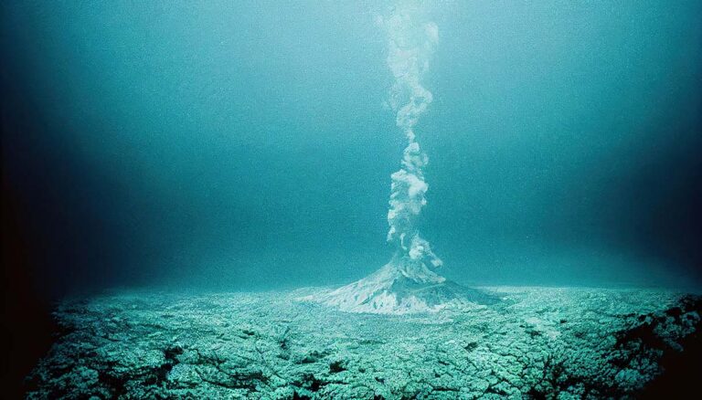 Underwater geyser eruption in sea water