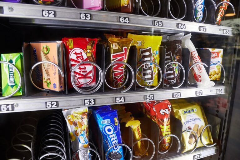 VIENNA, AUSTRIA - NOVEMBER 10, 2016: Vending machine selling snacks and drinks in a hostel in Vienna