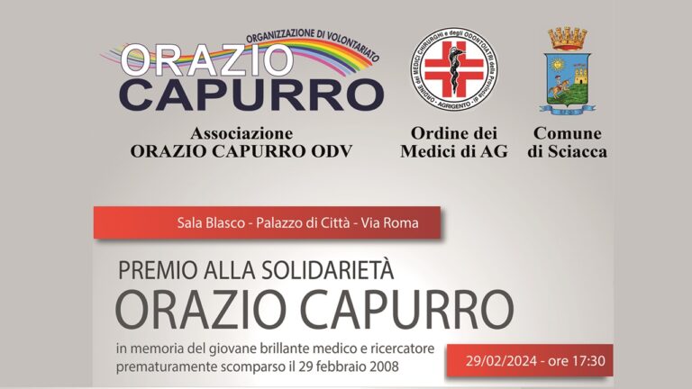 Locandina Premio alla Solidarietà ORAZIO CAPURRO - 2018