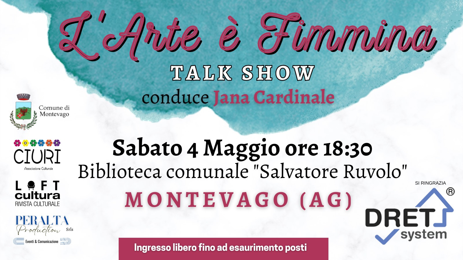 Sabato 4 maggio a Montevago il talk show 