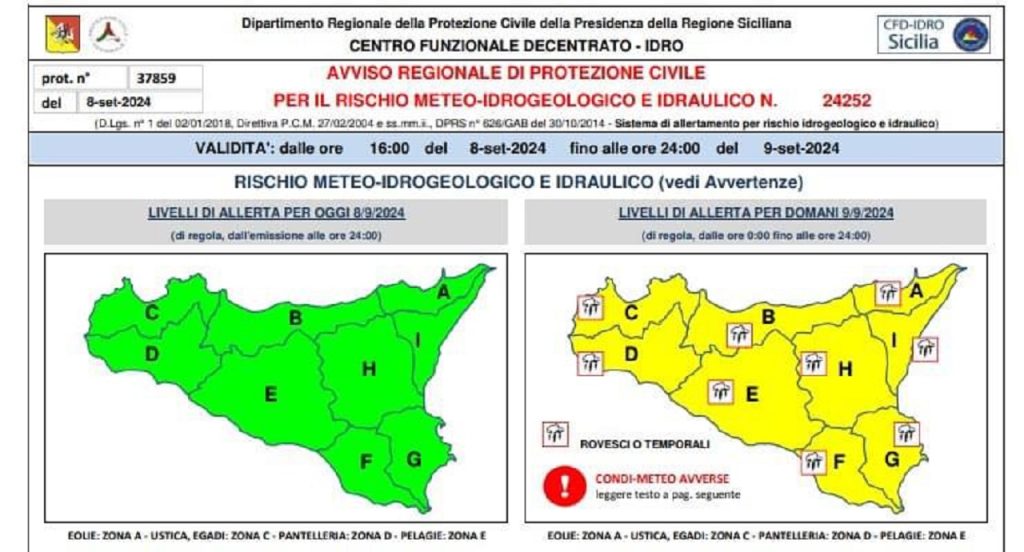 Allerta meteo 9 sett 2024