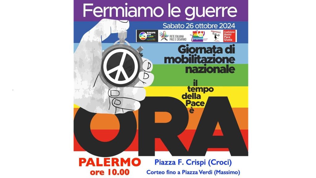 Locandina Manifestazione per la Pace Palermo 2024
