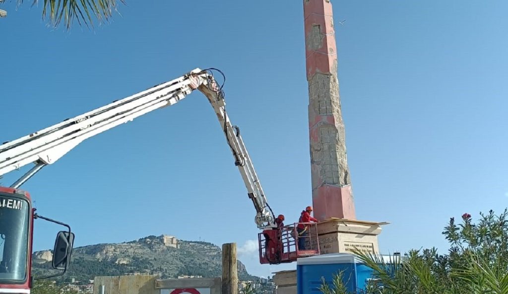 Inizio lavori colonna votiva via Agatocle