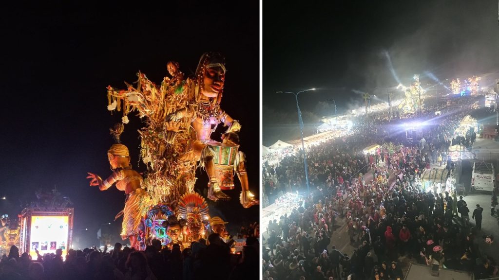 carnevale sciacca prima serata due foto dall'alto 2025