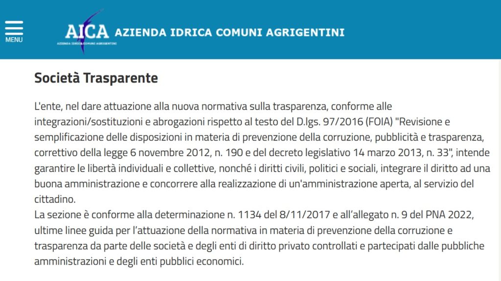aica sito web trasparenza