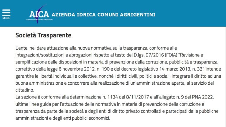 aica sito web trasparenza