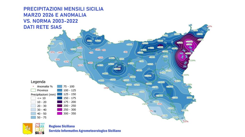 precipitazioni sicilia primo trimestre 2026