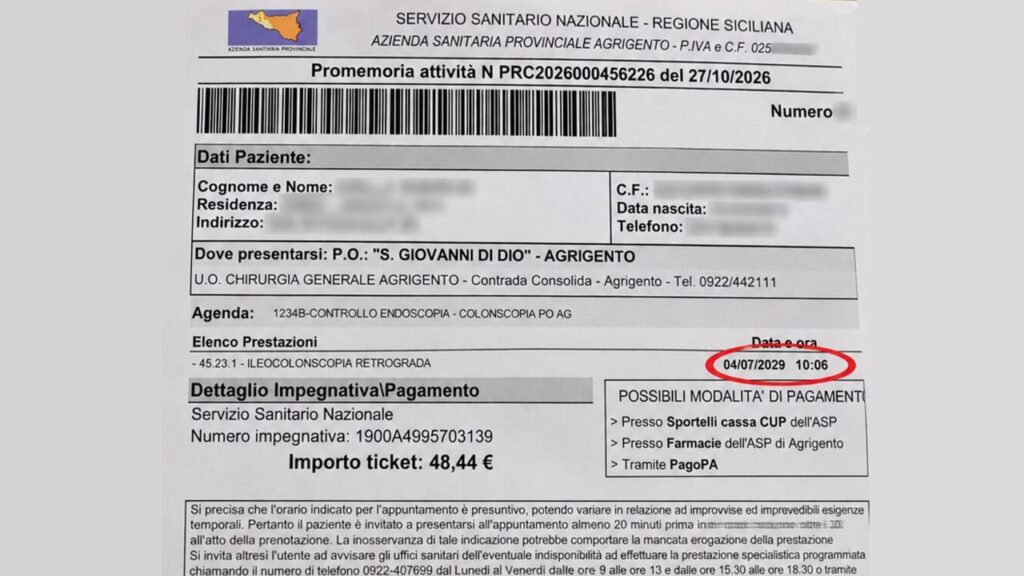 asp agrigento colonoscopia