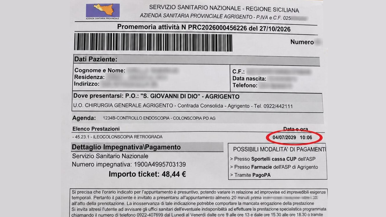 asp agrigento colonoscopia